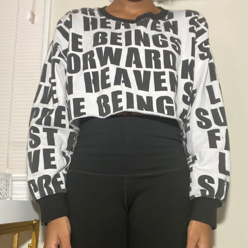 Black and White sweater crop top